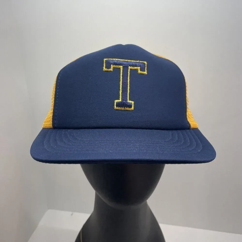 VINTAGE 70s/80's University Toledo T logo Mesh Trucker Snapback BASEBALL Hat Cap